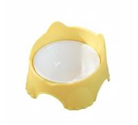 predolo Gamelle Chat INOX Murale Bol Mangeoire Écuelle Réglage de Hauteur Selon la Taille de l'Animal Fixation Murale Fiable Surface Lisse Qui Se Rince, Jaune, Céramique