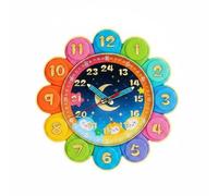 predolo Horloge Pédagogique Enfants Apprentissage Heure Murale Ludique Repères 24h Mécanisme Silencieux Adaptée à la Chambre Espace Éducatif Salle de Jeux 30cm , Multicolore