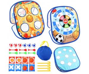 predolo Jeu d'adresse Pliable en Tissu pour l'extérieur, Jeu Familial avec 6 fléchettes et 8 Sacs Sable, activité pour Enfants et Jeunes, Thème Sportif (Football)