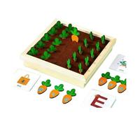 predolo Jeu de Cueillette de Carottes Coordination Main-Œil Plateau de Jeu Carottes en Bois Inspiration Pédagogie Active Jouet Alphabet Ferme, Radis Animal Farm