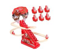 predolo Jeu de piste et toboggan électrique Père Noël grimpant un escalier pour garçons et filles, avec 9 Figurines de Père Noël