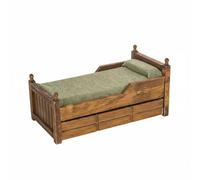 predolo Lit Maison Poupée avec Oreiller et Matelas Vintage Lit Miniature avec Tiroirs Bien Construit Meuble pour Collectionneurs