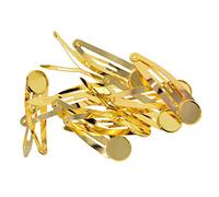 predolo Lot de 10 Pinces à Cheveux Rondes Vierges de 12 Mm, pour Accessoires et Ornements de Cheveux - 51 X 14 Mm / 2 X 0,55, d'or, 51x14mm