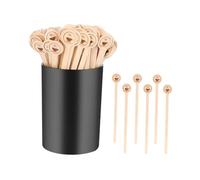 predolo Lot de 100 agitateurs à café en Bois, 14 cm (5,5 Pouces), avec récipient de Rangement, extrémité Arrondie et Support, pour mélanger Le thé et Les