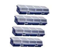 predolo Lot de 4 boîtes de rangement pour vis avec couvercles, 4 compartiments, pour clous, vis et composants électroniques, Bleu