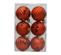 predolo Lot de 6 Boules Décoratives d'halloween pour Sapin de Noël, Décorations à Suspendre pour Halloween, Pendentifs pour Sapin de Noël, pour Spectacles, Citrouille Souriante