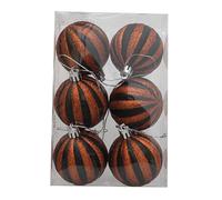 predolo Lot de 6 Boules Décoratives d'halloween pour Sapin de Noël, Décorations à Suspendre pour Halloween, Pendentifs pour Sapin de Noël, pour Spectacles, Noir et Orange