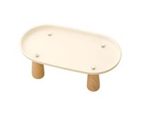 predolo Mangeoire Élevée Support Bol Réhausseur Gamelle Nourriture Eau Base Stable Bois Nettoyage Facile Adapté Aux Chats Petits Chiens, Beige 24cmx13cm