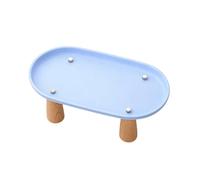 predolo Mangeoire Élevée Support Bol Réhausseur Gamelle Nourriture Eau Base Stable Bois Nettoyage Facile Adapté Aux Chats Petits Chiens, Bleu 24cmx13cm