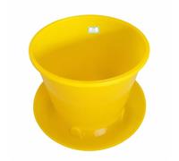 predolo Mangeoire Poules Automatique Anti Nuisible, Distributeur Graines Volailles en Polymère Robuste, Jaune, avec Couvercle, Seau d'alimentation 20 kg