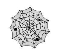 predolo Nappe Ronde d'halloween, Décoration d'halloween, Nappe Gothique en Dentelle et Toile D'araignée pour Fête, Soirée Cinéma Effrayante, Salon, Araignées étoiles 102cm