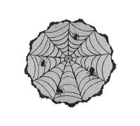 predolo Nappe Ronde d'halloween, Décoration d'halloween, Nappe Gothique en Dentelle et Toile D'araignée pour Fête, Soirée Cinéma Effrayante, Salon, Araignées de 102 cm