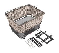 predolo Panier arrière Universel pour vélo en Imitation rotin, 41,4 x 33,5 x 25,4 cm, idéal pour Les Courses et Les Sacs à Dos. Multifonctionnel avec poignée, Beige