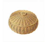 predolo Panier de Rangement Rond Panier Osier Panier avec Couvercle Corbeille Tressée Boîte de Rangement Tressage Texturé Couverture Discrète Rangement Snacks, Couleur Paille, Petit 29 14cm