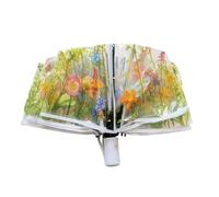 predolo Parapluie Transparent à Trois Volets, Compact et Léger, avec Dôme Transparent et Motif Floral, Idéal pour Les Femmes et Les Enfants, Automatique