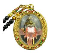 predolo Pendentif Amulette Bouddha Thaïlandais, Bijou Cadeau D'anniversaire, Décoration Traditionnelle Thaïlandaise, Plaqué Or, Alliage, Collier Dieu élép, Éléphant rose