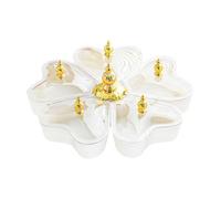 predolo Plateau Tournant pour Fruits avec 5 Compartiments Distincts Couvercle Intégré et Poignée Facile à Transporter Plat à Apéritifs pour Fruits Frais Bonbo, Coeur Blanc