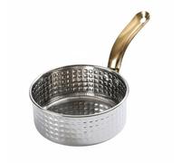 predolo Pot à Frites avec Manche Style Coréen Cassolette de Service En Inox Polyvalent Mini Saucière En Acier Inoxydable pour Restaurants, 16CM, Poignée Simple Argent
