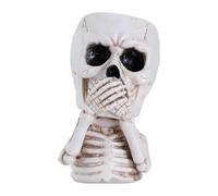 predolo Pot de Fleurs Tête de Mort Jardinière Récipient pour Plantes Sculpture Ornement en Résine Synthétique Robuste Adapté pour La Décoration d'halloween E, Couvrir La Bouche