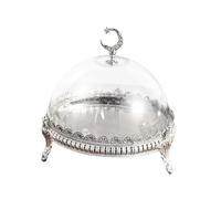 predolo Présentoir à Gâteaux, Plateau Ramadan avec Couvercle, Décoration de Fruits Secs, Plateau à Desserts, Dôme à Bonbons, Assiette à Gâteaux pour Fêtes, Fe, ARGENT