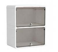 predolo Range Tasses, Boîte Rangement Tasses à 2 Étages avec Couvercle Translucide, Meuble Rangement Tasses Moderne Anti Poussière pour Tasses à Café et Thé, Blanc avec Portes Cabinet tran (#5277)