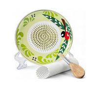 predolo Râpe Ail Céramique Assiette Râpe Plat Râpe Plateau Râpe Disque Texturé pour Ail Gingembre Fromage Brosse de Nettoyage et Tube Éplucheur Fournis