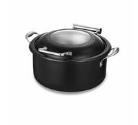 predolo Réchaud Commercial en Acier Inoxydable Facile à Nettoyer Buffet Chauffant en Acier Inoxydable Grande Capacité Chafing Dish Rond pour Restaurant, Hôtel, Noir Standard