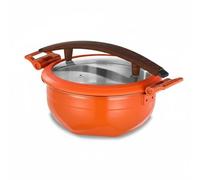 predolo Réchaud Commercial en Acier Inoxydable Facile à Nettoyer Buffet Chauffant en Acier Inoxydable Grande Capacité Chafing Dish Rond pour Restaurant, Hôtel, Insert Couvercle Orange