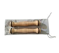 predolo Rouleau Réflexologie Plantaire Surface Rainurée Bâton Massage Rainuré Bouts Lisses Bâton Massage Bois, Bois Massif 22cm De Long Deux Pièces/Avec Sac En Flanelle