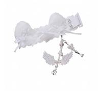predolo Ruban de Clavier en Dentelle Accessoire Clavier Décoration Oreilles de Chat Nœud Perle Élégant Kit Complet avec Attaches Adapté aux Claviers, Blanc, Ailes Ruban Papillon