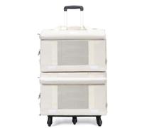 predolo Sac Transport à Roulettes Double Compartiment Sac Transport avec Poignée Télescopique Valise Souple pour Vétérinaire, Aéroport, Array, Blanc