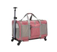 predolo Sac Transport à roulettes Portable Chariot Respirant Bagage pour Chats, Vétérinaire, Array, Rose