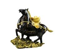 predolo Sculpture de cheval Feng Shui, figurine en résine, ornement de table, sculpture animale pour cheminée, bureau, cadeau pour un ami, or Noir