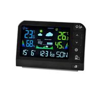 predolo Station météo intérieure et extérieure avec thermomètre et hygromètre, écran Compact Multifonction, idéale pour la Maison ou Le Bureau, Style A Black