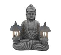 predolo Statue de Bouddha En Résine, Figurine Décorative à énergie Solaire, Cadeau Idéal pour Un Ami, Sculpture de Méditation pour, Bal, Phare