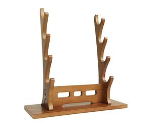 predolo Support de Samouraï pour Tanto, Base Horizontale, Accessoires pour Flûte, Support pour épée Médiévale, Porte-Glaive Médiéval, Flûtes, Noyer 4 Niveaux