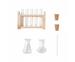 predolo Support de Tubes à Essai Échelle 1/12 Réplique Réaliste Ensemble de Tubes à Essai Miniatures Finition Soignée pour Bricoleurs DIY, Bois