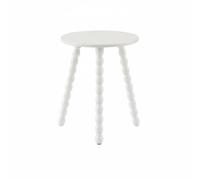 predolo Table D'appoint Ronde en Bois Compact Table Basse à Pieds Spool Corners Arrondis Guéridon à Pieds Tournés pour Salon, Chambre, Bureau, Blanc
