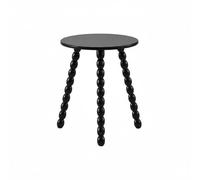 predolo Table D'appoint Ronde en Bois Compact Table Basse à Pieds Spool Corners Arrondis Guéridon à Pieds Tournés pour Salon, Chambre, Bureau, Noir