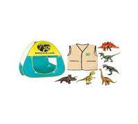 predolo Tente de Jeu avec Figurines Animaux Préhistoriques Éducatif Kit D'aventure Dinosaure et Sûr Ensemble de Jeu , 57.5 32 6 Cm , Tente De Jeu Dinosaure avec Costume D Explorateur Et Figurines De