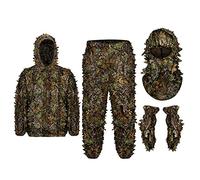 predolo Tenue Camouflage, Ghillie Suit Suit 3D Leafy, Ensemble De Gants De Masque Complet pour Jeu en Plein Air, Combinaison Ghillie Est Très Respirante Et Sèche Rapidement, M L