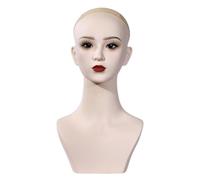 predolo Tête de mannequin femme avec maquillage, support portable pour perruques, chapeaux, foulards, coiffure, séchage à domicile