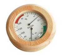 predolo Thermomètre et hygromètre de sauna en bois de 13 cm de diamètre, accessoire traditionnel professionnel pour sauna rond de 20 à 120 °C.