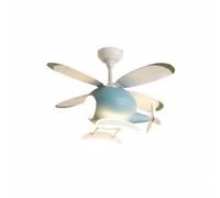predolo Ventilateur Avion Grand Souffle Lustre Ventilateur Enfant Double Fonction Plafonnier Hélice pour Enfants, Garçons, Chambre à Coucher, Bleu, Contrôle Vocal Hors Ligne + Spectre Complet