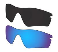 Predrox Lot de 2 verres de rechange pour lunettes de soleil Oakley Radar Path polarisées - Noir foncé et bleu miroir