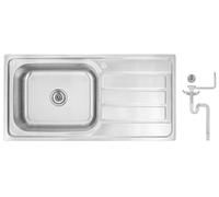 Preer-100x50x20, Évier de cuisine en acier inoxydable 304, épaisseur 0,8 mm, XXL Bac 50x40 cm, 1 bac,rectangulaire, évier, égouttoir à droite