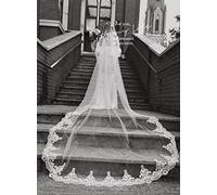 PREETH Mariage Voile de mariée en Dentelle avec Peigne Voile de mariée église à Une Couche (Color : White)