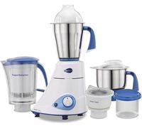 Preethii MG-139 Broyeur mélangeur pour meulage de cuisine à la maison avec feuille bleue platine 750 W 4 pots avec super extracteur et Grind n' Store | Prise internationale