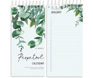 Prefdo Calendrier perpétuel, dates importantes à retenir, organiseur mural floral mensuel et quotidien à suspendre au bureau, journal, planificateur d'événements pour anniversaires, jours spéciaux,