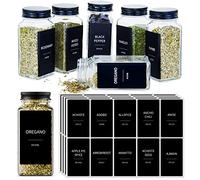 Prefdo Lot de 140 étiquette d'épice, autocollants minimalistes pré-imprimés noirs avec texte blanc, étiquettes d'assaisonnement imperméables pour garde-manger et organisation des épices (noir)